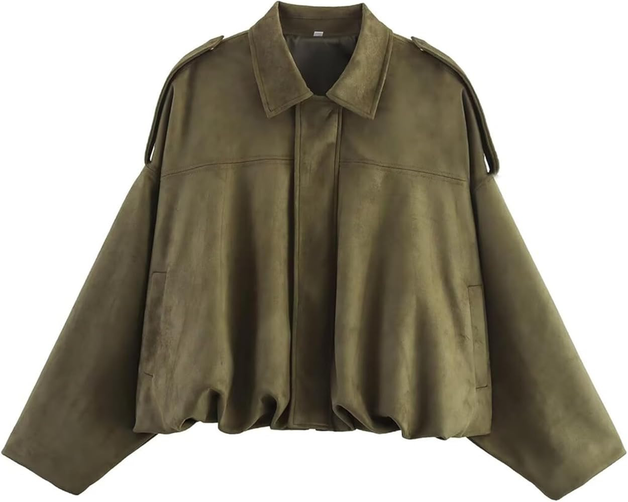 Womens Faux Suede Bomber Jacket Cropped Zip Up Batwing Long Sleeves Jackets Oversized Streetwear ... | Amazon (US)