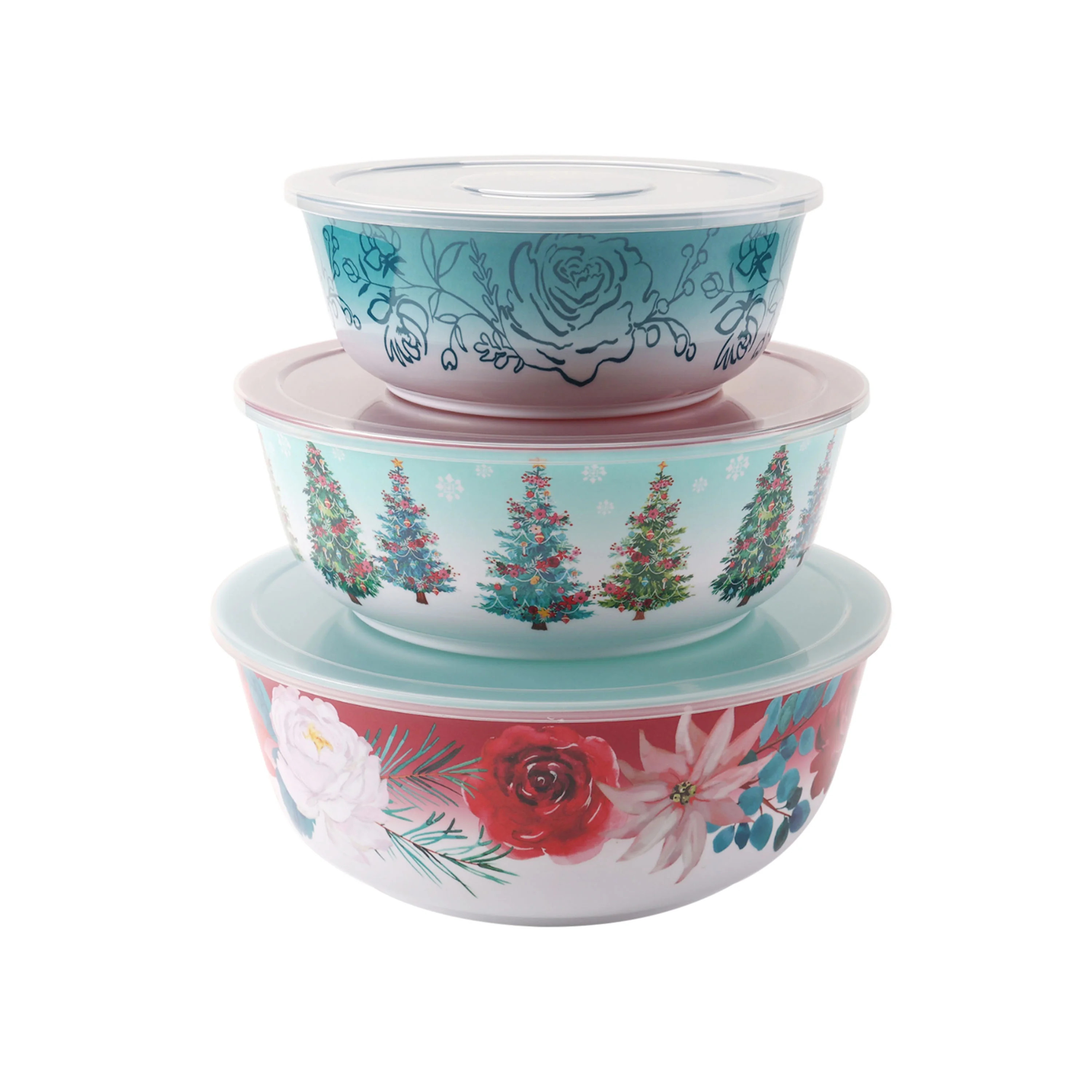 The Pioneer Woman Wishful Winter Print 6-Piece Melamine Holiday Bowl Set - Walmart.com | Walmart (US)