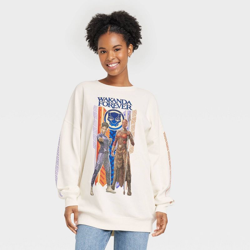 Women's Marvel Wakanda Forever Graphic Sweatshirt - Cream | Target