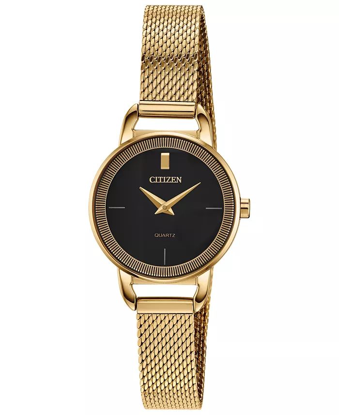 Citizen Women's Quartz Gold-Tone Stainless Steel Mesh Bracelet Watch 26mm - Macy's | Macys (US)