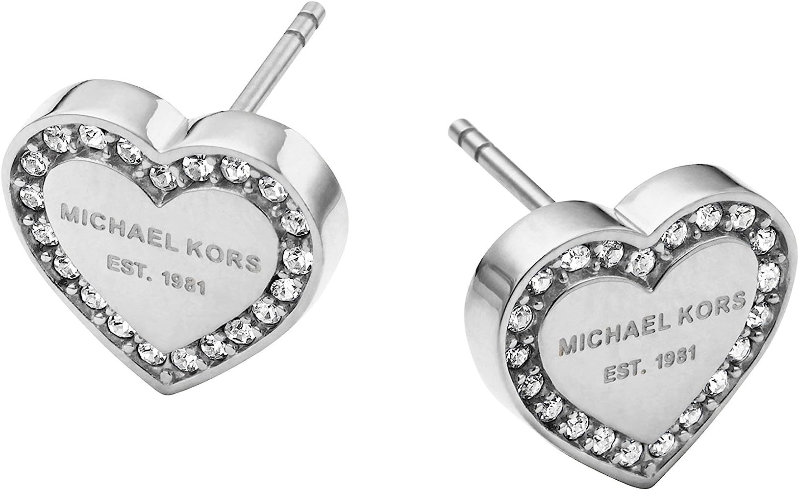 Michael Kors Women's Stainless Steel Heart Shaped Stud Earrings With Crystal Accents | Amazon (US)