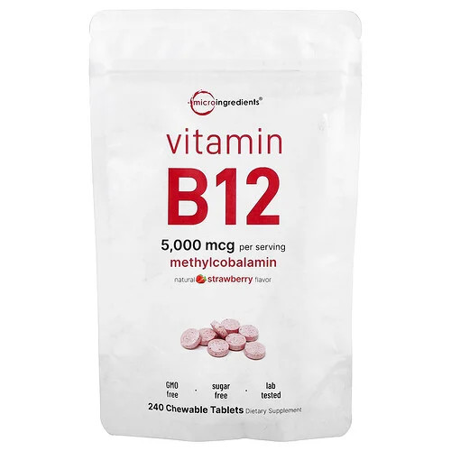 Micro Ingredients, Vitamin B12, Strawberry, 240 Chewable Tablets (2,500 mcg per Tablet) | iHerb