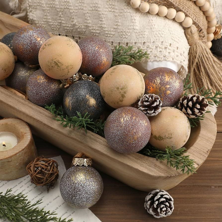 24 Pcs Neutral Textured Christmas Ball Ornaments 2.36'' Vintage Christmas Tree Decor Modern Rusti... | Amazon (US)