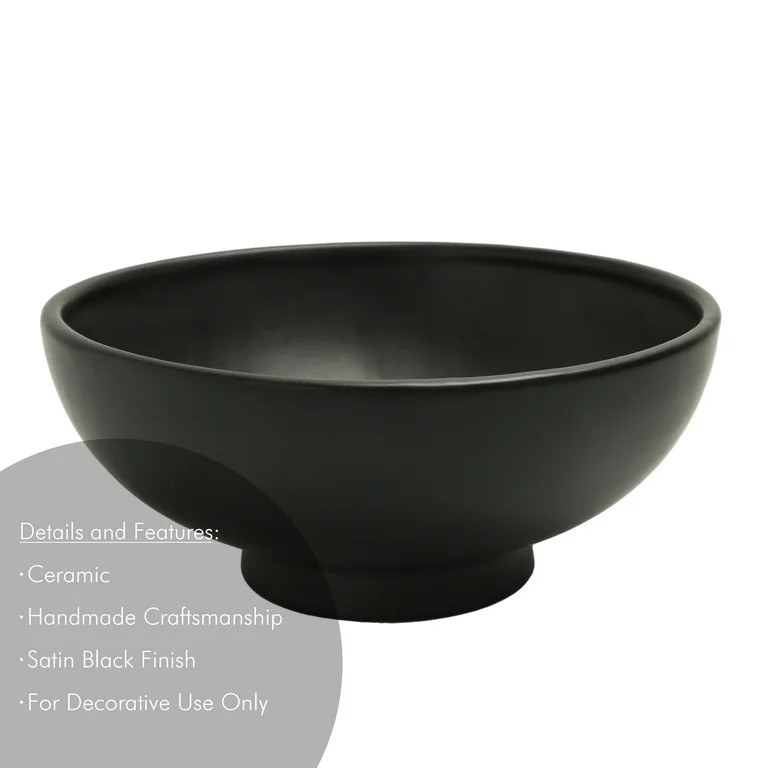 Better Homes & Garden Matte Black Round Ceramic 9.4" Decorative Bowl | Walmart (US)
