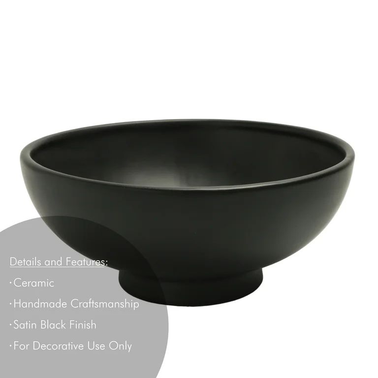 Better Homes & Garden Matte Black Round Ceramic 9.4" Decorative Bowl - Walmart.com | Walmart (US)