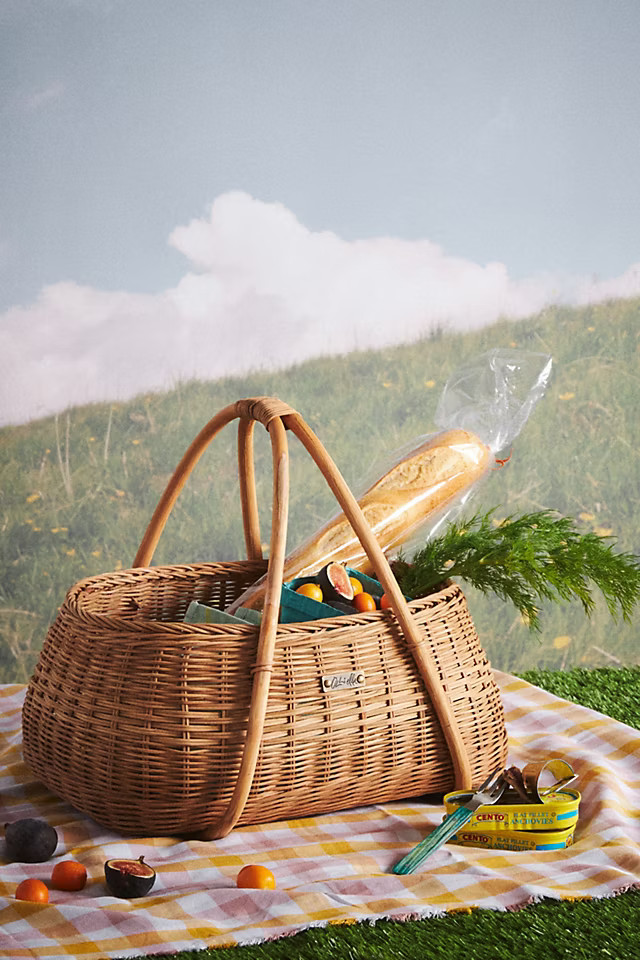 Olli Ella Rattan Picnic Basket | Anthropologie (US)