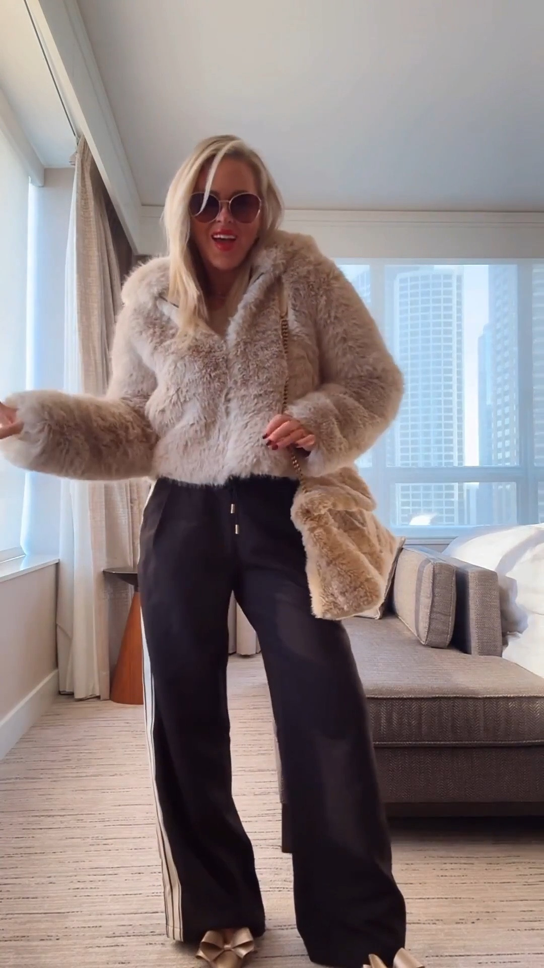 What I wore in the city! 
Elevated track pants for a casual brunch outfit in the city! 
I’m in smalls. 5 colors now! Love these pants! 🤍🤍🤍

Track pants. Faux fur. Date night. Jacket. 

#LTKootd #LTKSeasonal