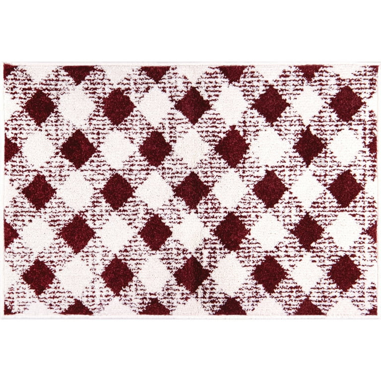 My Texas House Noelle 2' x 3' Burgundy White Plaid Indoor Area Rug | Walmart (US)
