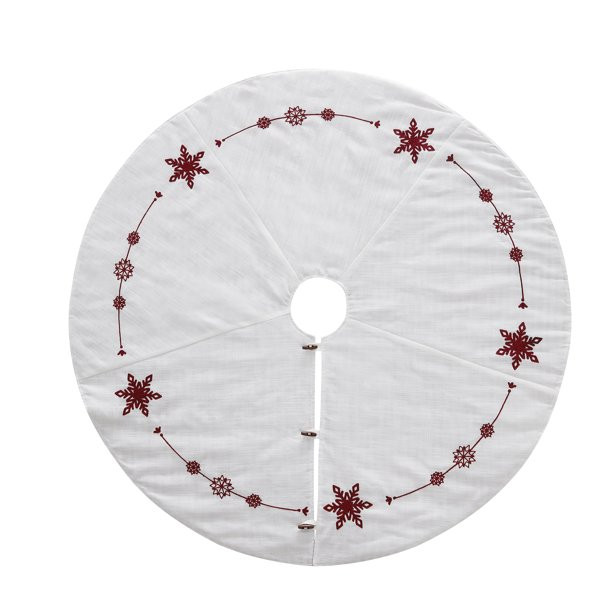 My Texas House Fallon Red Snowflake Polyester Christmas Tree Skirt, 52" - Walmart.com | Walmart (US)