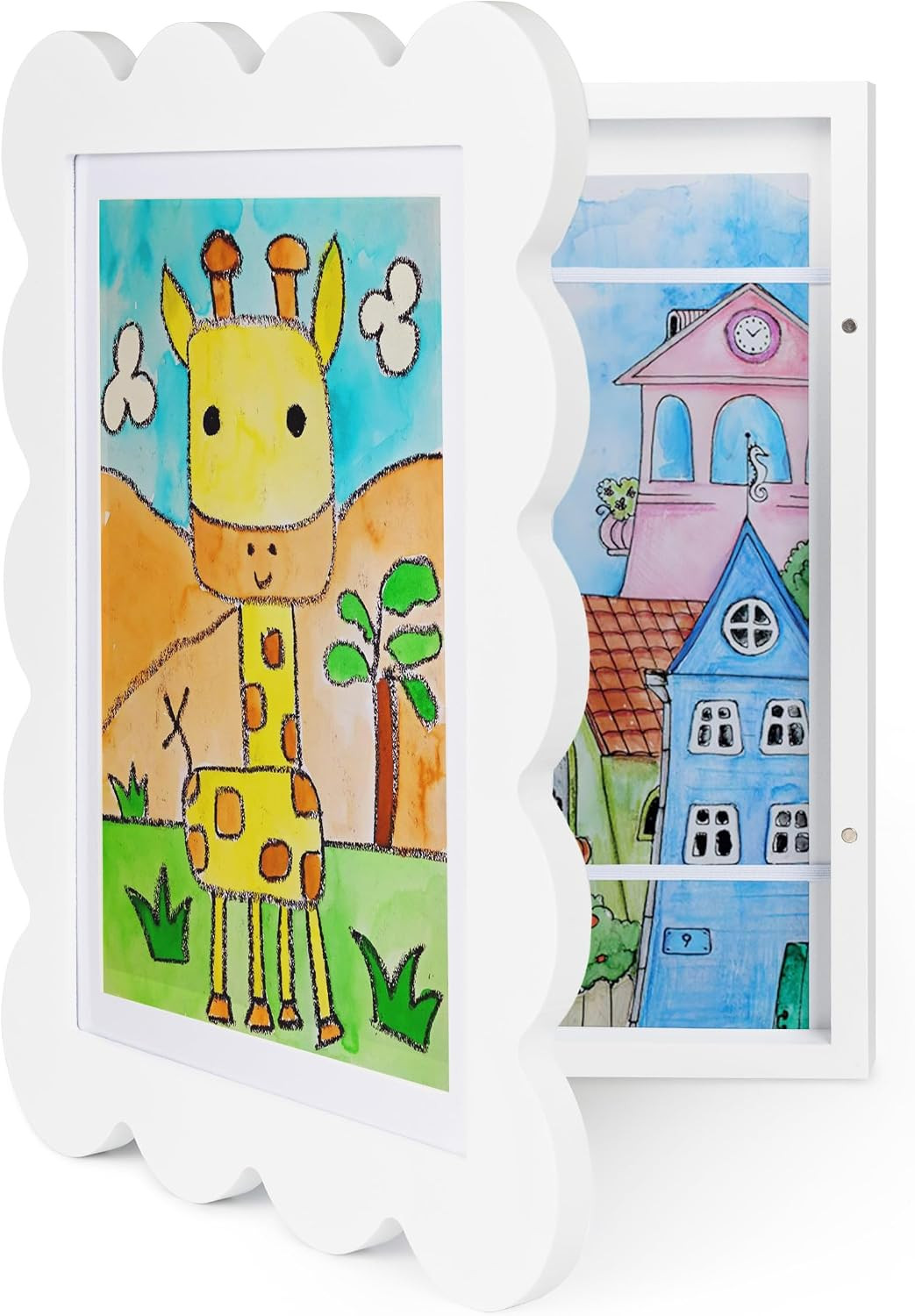 Kids Art Frames Front Opening 9x12 & 8.5x11 w/Mat, Kids Artwork Frames Changeable, Picture Frame with Storage Holds 150 Drawings, Display for Art Projects 3D Crafts, School Home Office, White | Amazon (US)