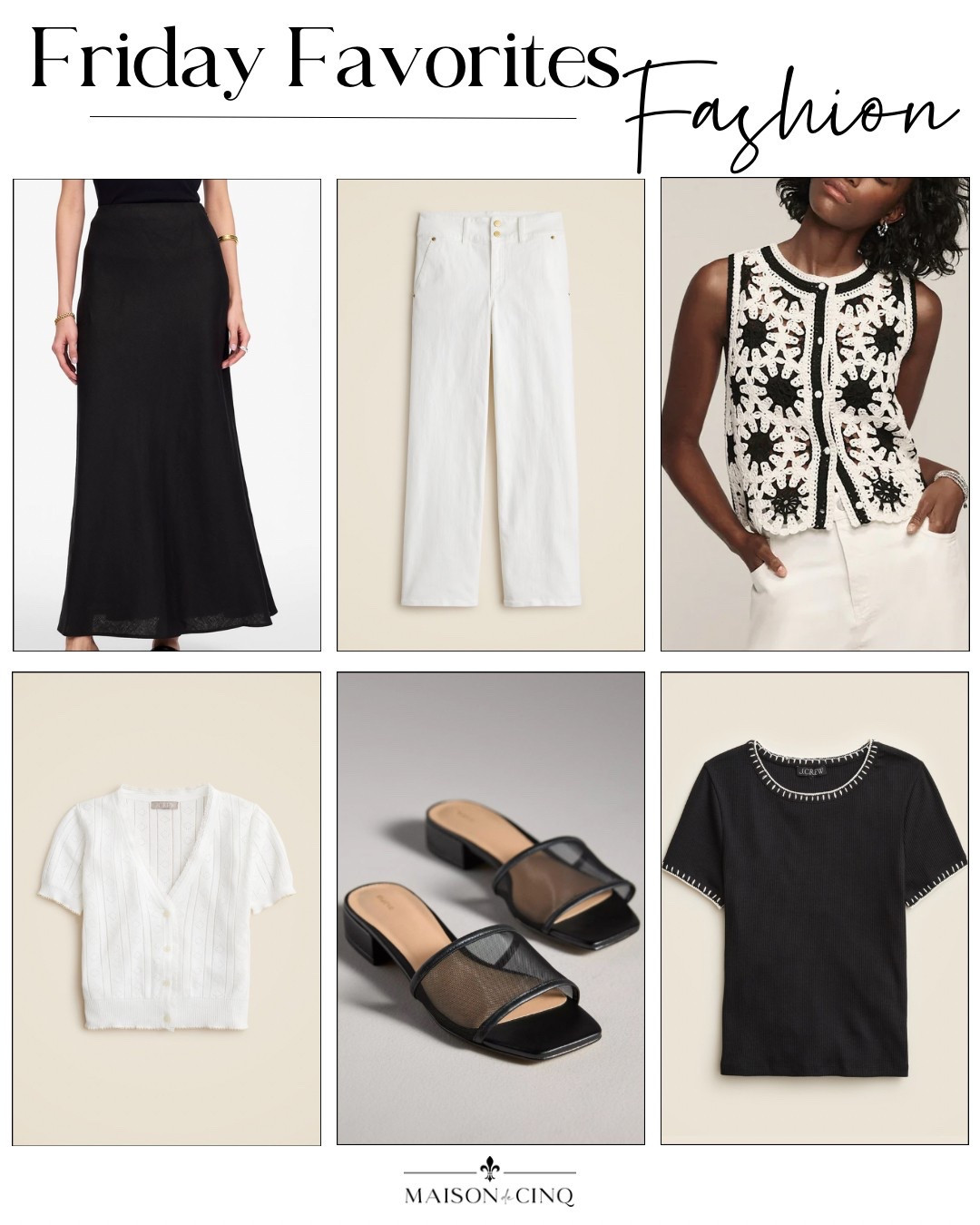Nothing’s chicer than black and white for spring! So many cute finds and almost all are on sale!

spring fashion, spring outfit, vacation outfit, linen skirt, spring dress, slides, sandals, white jeans, pants, tee shirt, summer outfit

#LTKSeasonal #LTKFindsUnder50 #LTKOver40