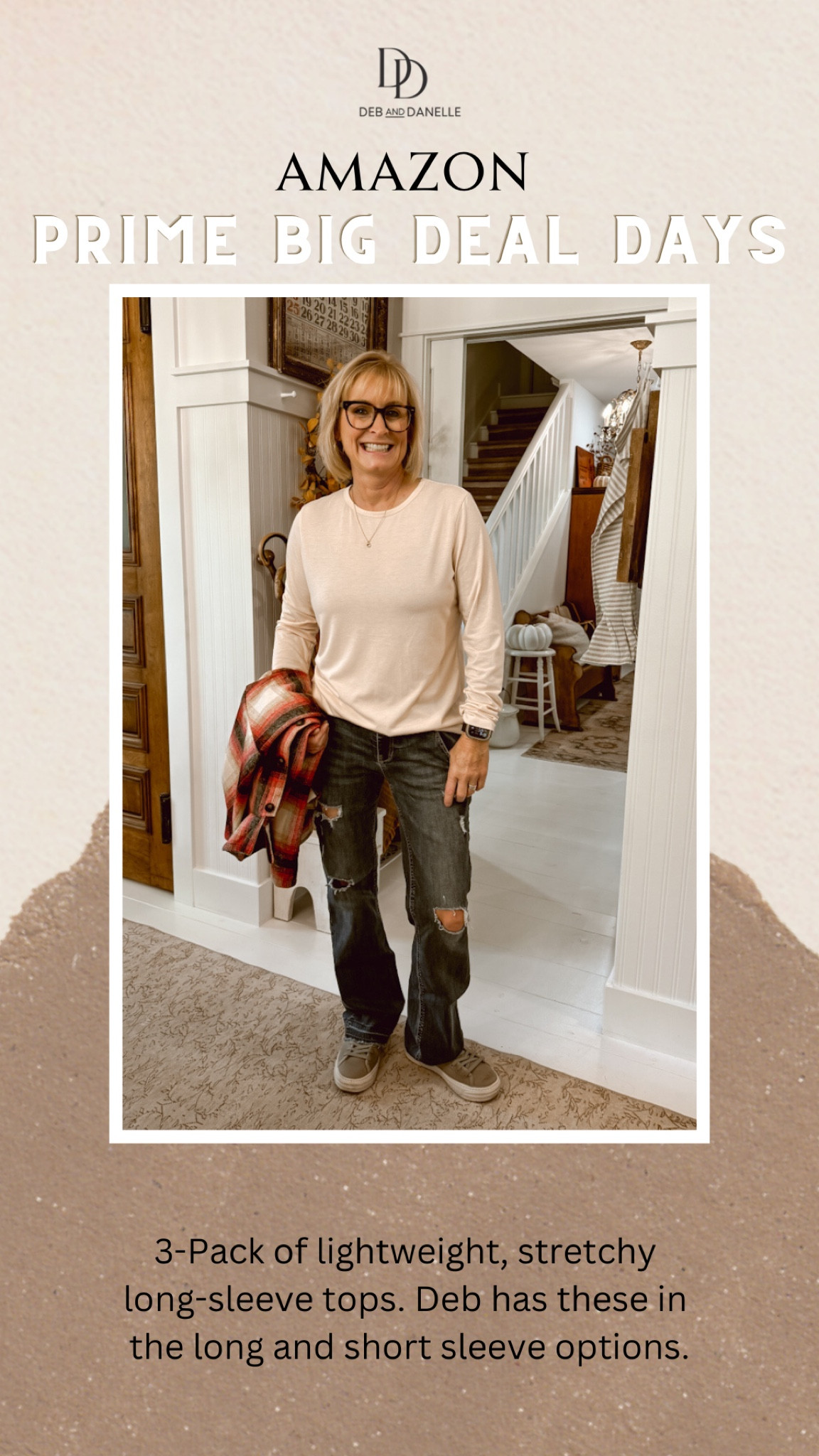 Deb loved the short-sleeve version of these tops so much that she had to get the long sleeves also. They come in a three pack in a variety of different color options. They are super soft, stretchy, and lightweight. They are also on sale as part of Amazon’s Prime Big Deal Days sales event. 

#LTKMidsize #LTKxPrimeDay #LTKSaleAlert