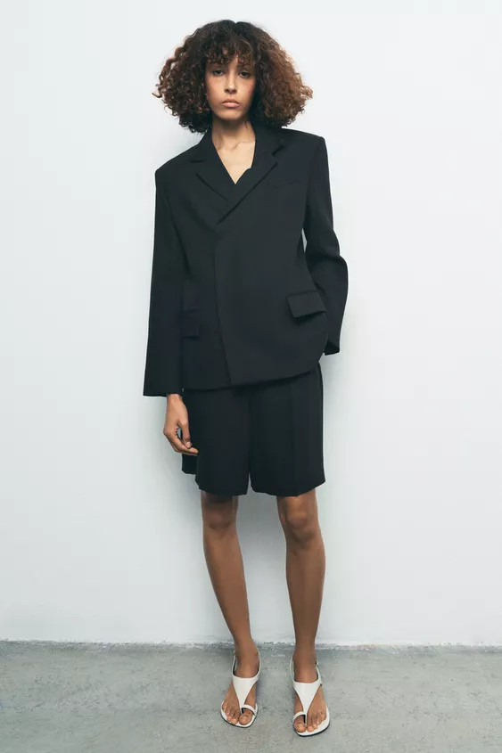 LINEN BLEND DOUBLE-BREASTED BLAZER ZW COLLECTION | Zara US