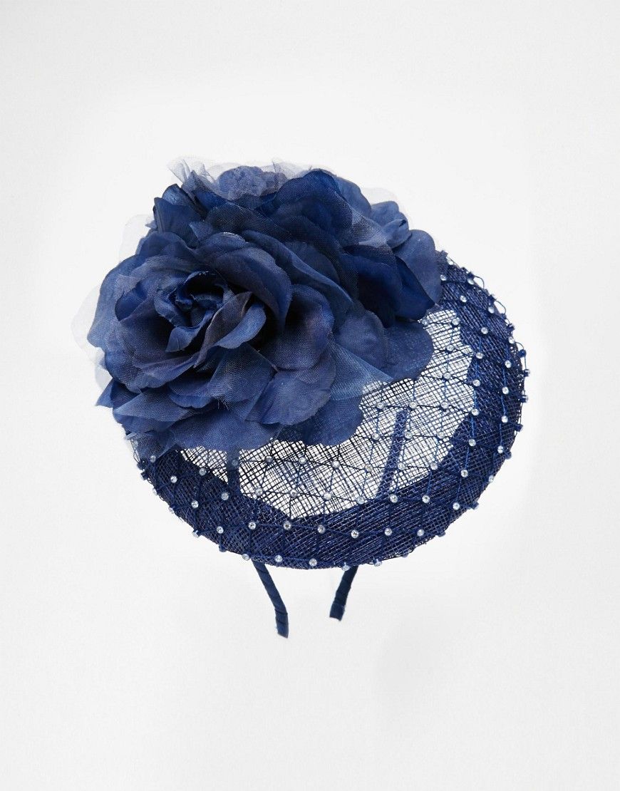 Johnny Loves Rosie Fascinator in Navy with Roses | ASOS UK