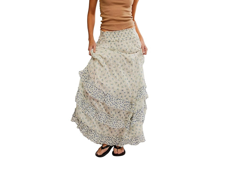 Free People Brynn Printed Maxi Skirt Women's Skirt Ivory Combo- Ditsy : SM (Women's 4-6), Cotton/Viscose | Zappos