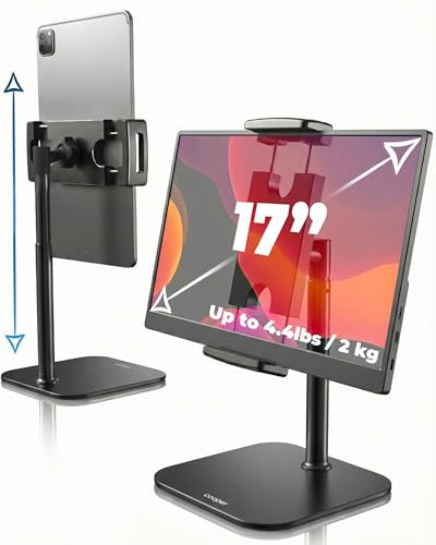 COOPER TabStand Mini, 10" Height Adjustable Tablet Stand, Ipad Stand for Desk, Portable Monitor Holder, Heavy Duty Grip, Tripod iPad Holder, Tablet Mount, for Samsung Tablets, Kindle eReaders (Black) | Amazon (US)