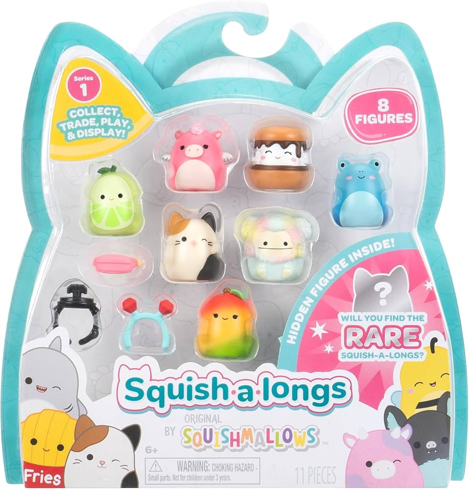 Squish-a-longs 8 Pack - Series 1, Style 2 - (8) 1” Mini-Squish with 2 Accessories, Ring, and Co... | Amazon (US)