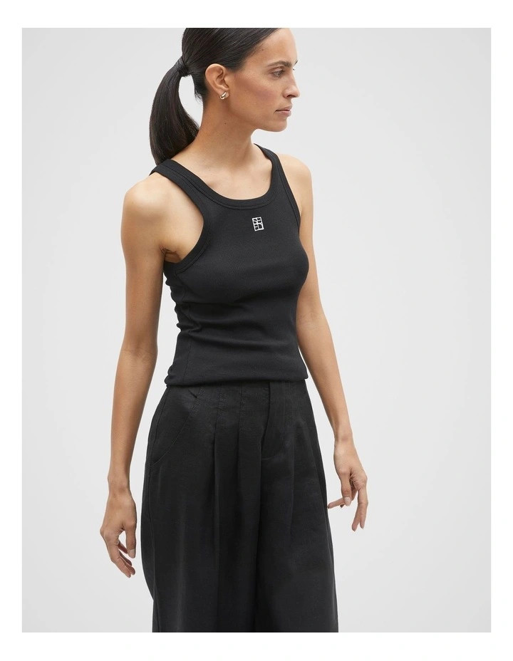 Rib Tank in Black | Myer
