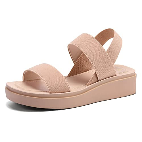 mysoft Women's Platform Wedges Sandals Slingback Lightweight Elastic Ankle Strap Low Wedges Walki... | Amazon (US)