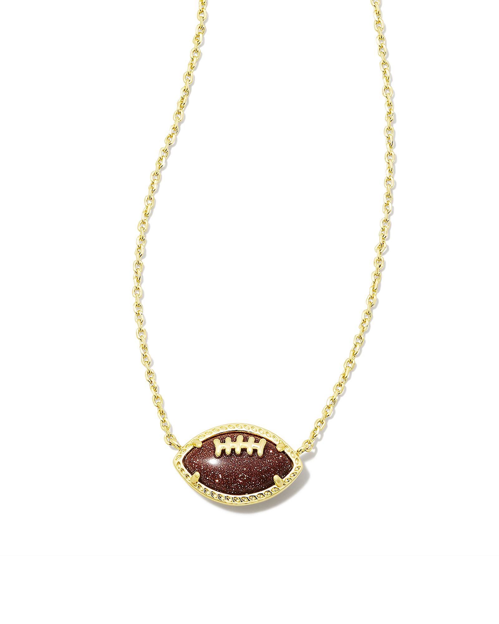 Football Gold Short Pendant Necklace in Orange Goldstone | Kendra Scott | Kendra Scott