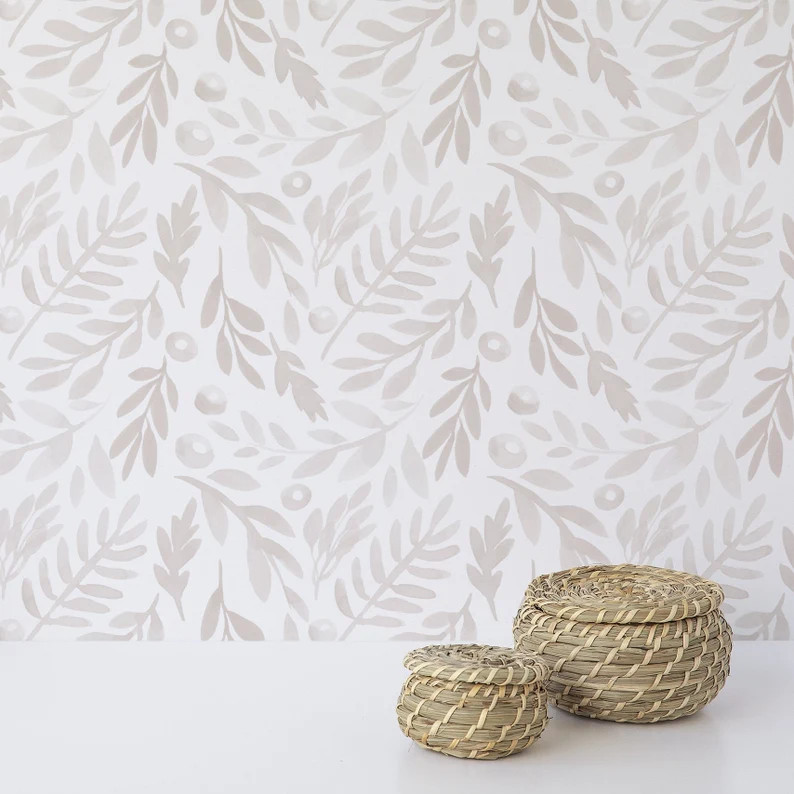 Linen Watercolor Floral Wallpaper. Modern Minimal Watercolor - Etsy | Etsy (US)