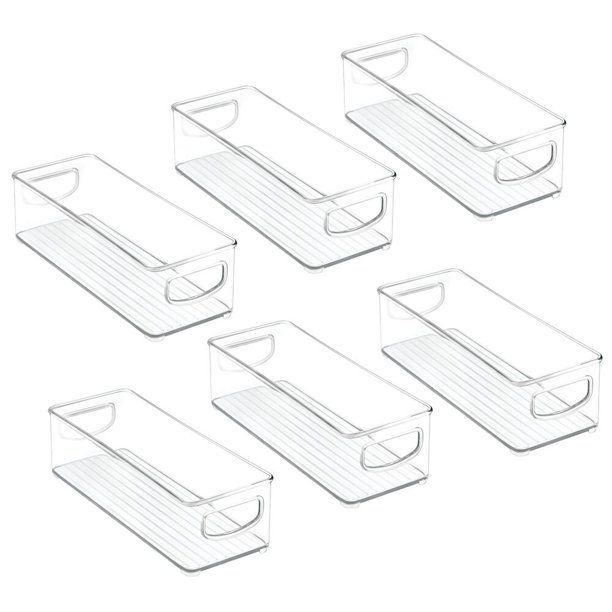 mDesign Plastic Stackable Small Organizing Tray Kitchen Pantry Cabinet, Refrigerator, Freezer Foo... | Walmart (US)