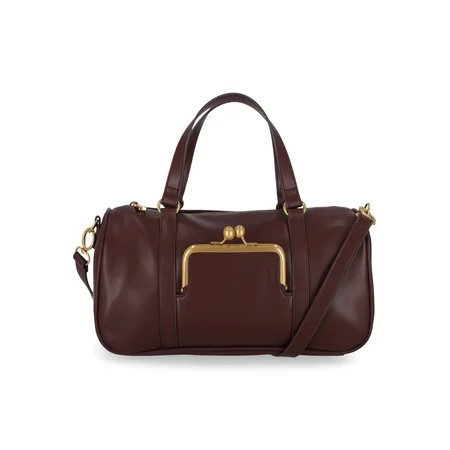 Free Assembly Women's Faux Leather Frame Satchel Handbag, Chianti | Walmart (US)