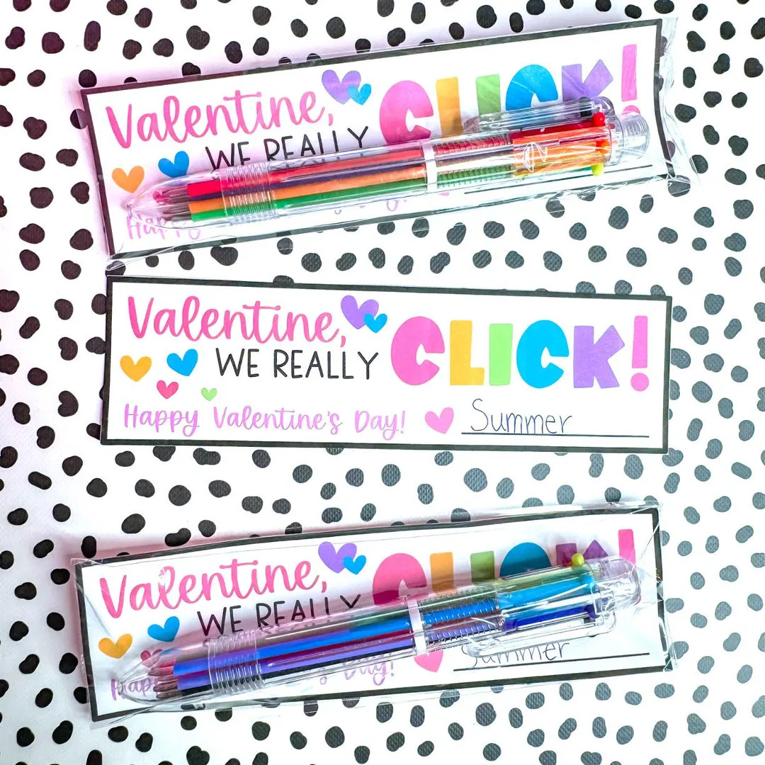 Valentine's Day Pen Gift Tags | Kids Valentines Printable | Ink-credible Valentine We Click | DIY... | Etsy (US)