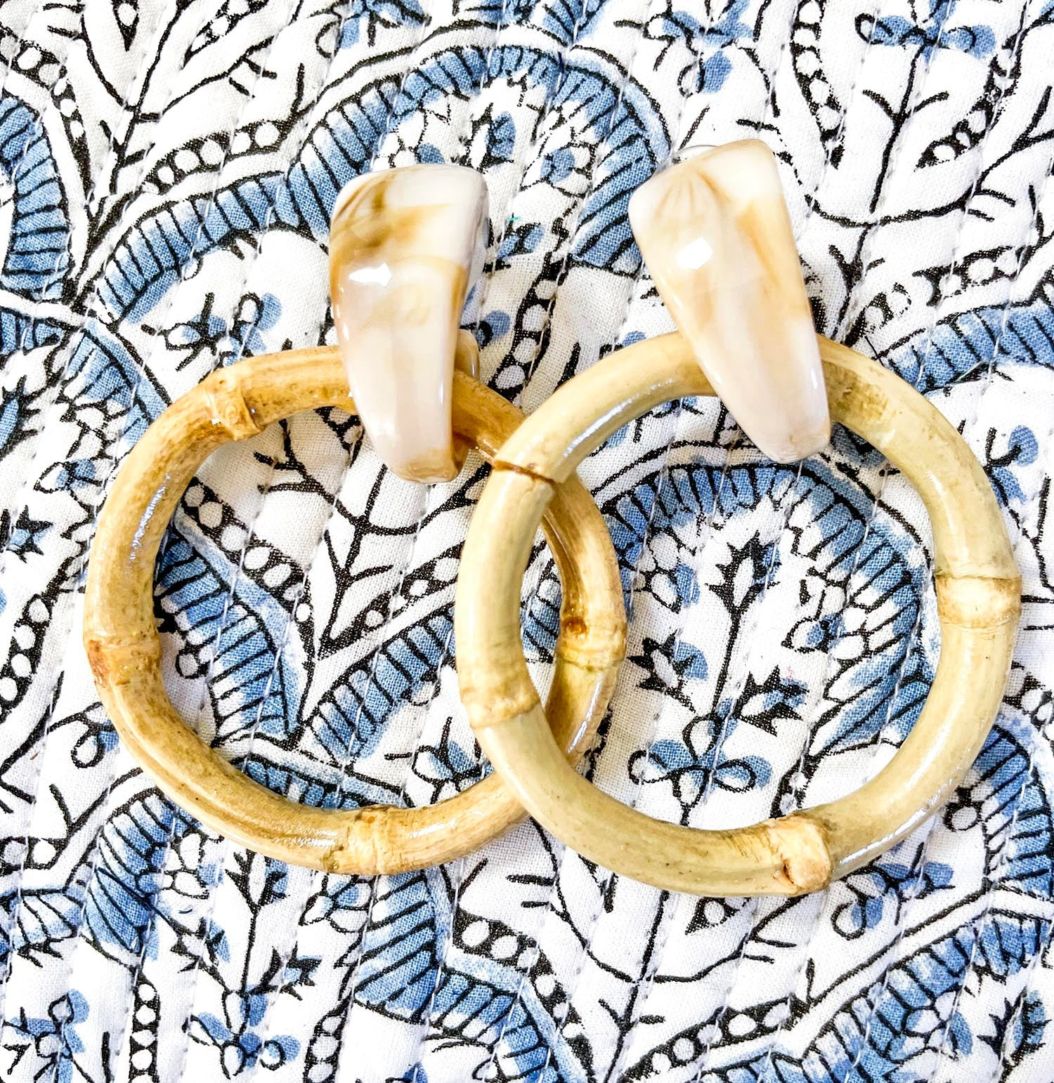 NATURAL BAMBOO DROP EARRINGS | The Monogram Corner