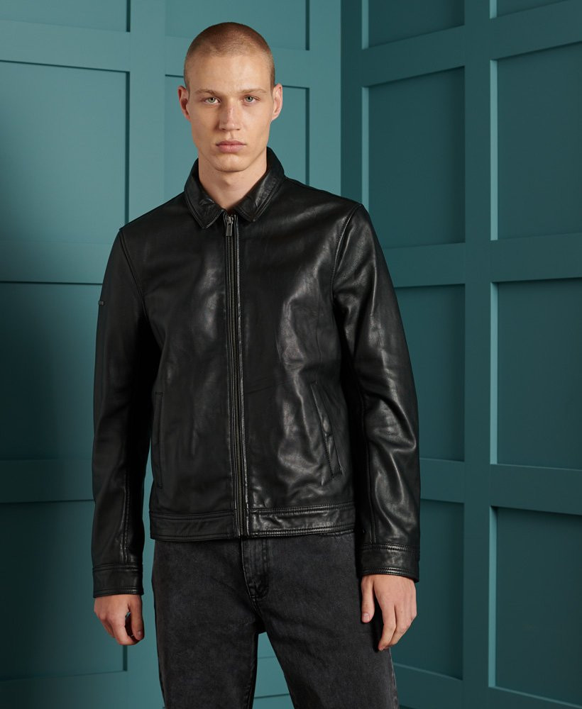 Mens - Curtis Light Leather Jacket in Black | Superdry | Superdry (UK)