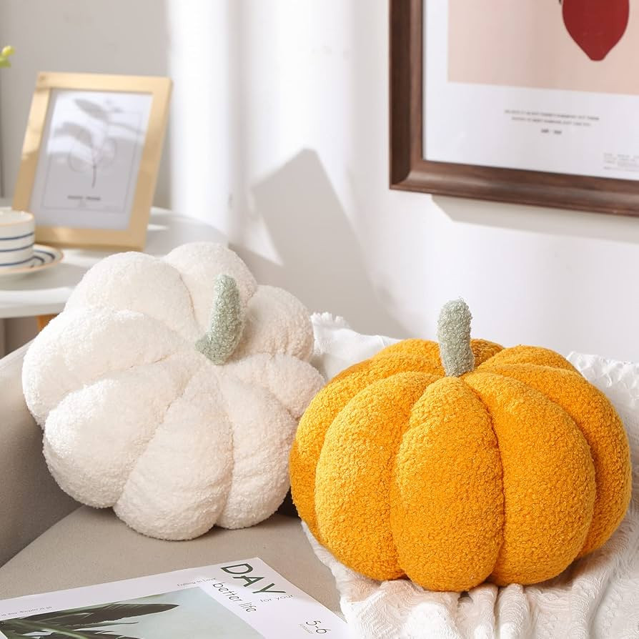 2 Pieces Simulated Pumpkin Pillow Plush Pillow 3D Pumpkin Shaped Pillow Cozy Fall Decorations Stu... | Amazon (US)