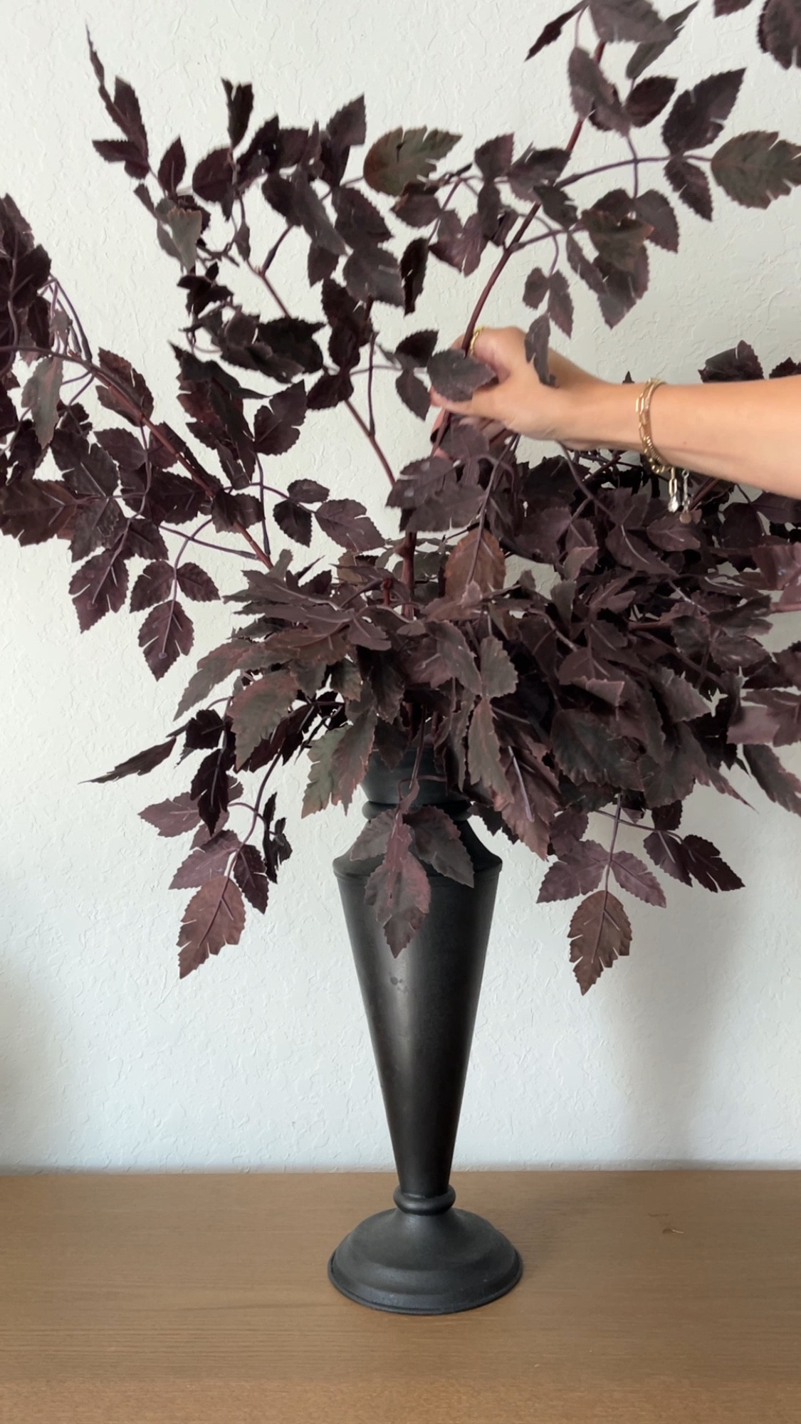 I bought three of the best selling plum in burgundy fall faux branches on Amazon…. And spoiler alert… one of them doesn’t live up the the hype. The other two options are GORGEOUS 
