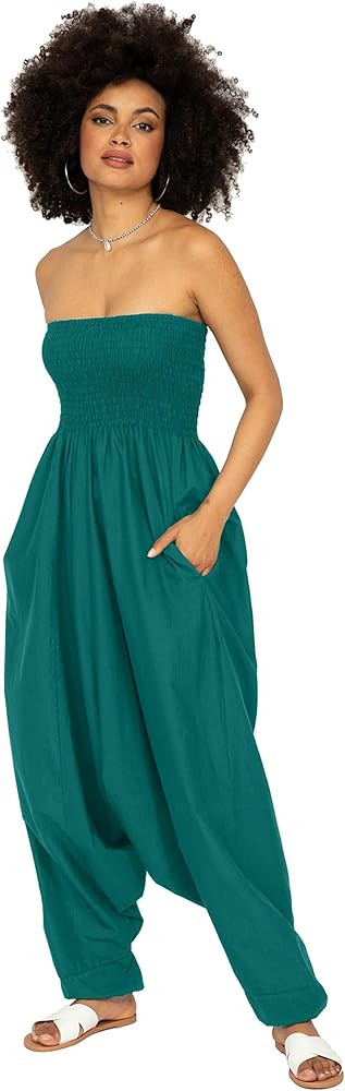 likemary Jumpsuits for Women - Pull Down Romper to Harem Pants Women - One Size Cotton Jumpers - ... | Amazon (US)