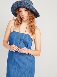 Tie-Strap Jean Mini Cami Shift Dress for Women | Old Navy (US)