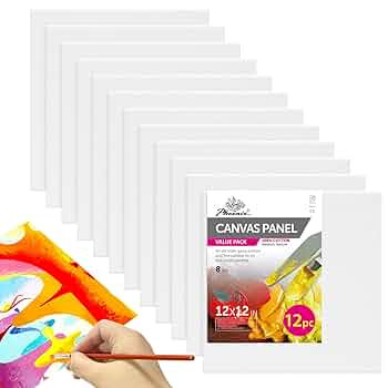 PHOENIX Square Painting Canvas Panels 12x12 Inch, 12 Value Pack - 8 Oz Triple Primed 100% Cotton ... | Amazon (US)