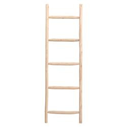 Karina Coastal Beach Natural Mango Wood Ladder Shelf | Kathy Kuo Home
