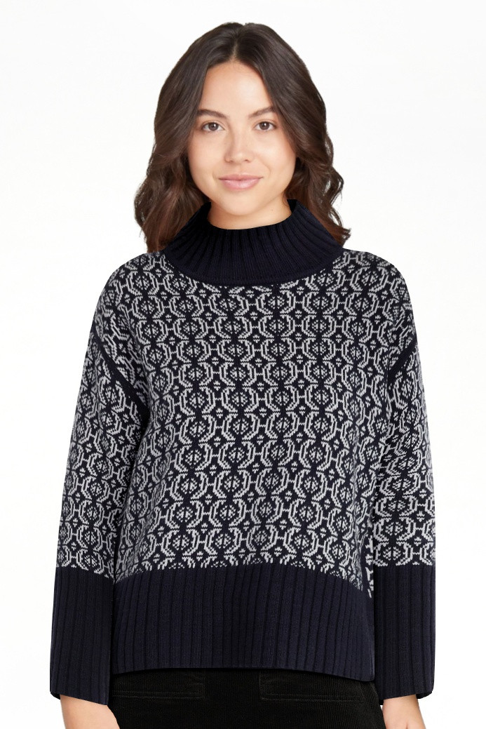 Free Assembly Women's Patterned Mock Neck Sweater with Tall Cuffs, Midweight, Sizes XS-XXL | Walmart (US)