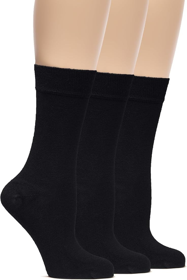 Hugh Ugoli Womens Soft Bamboo Dress Socks, Thin Crew Socks for Business, Trouser, Casual,Non-Bind... | Amazon (US)