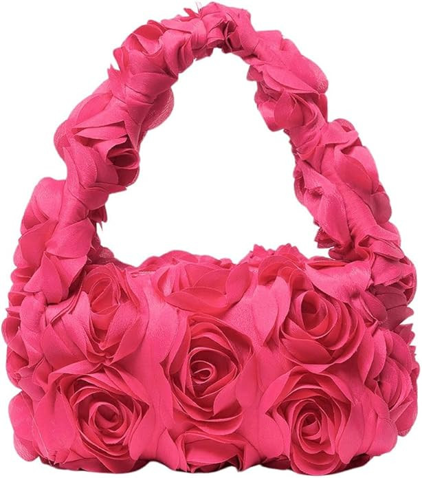 Verdusa Women's 3D Flower Clutch Handbags Rose Evening Purse Top Handle Bags | Amazon (US)