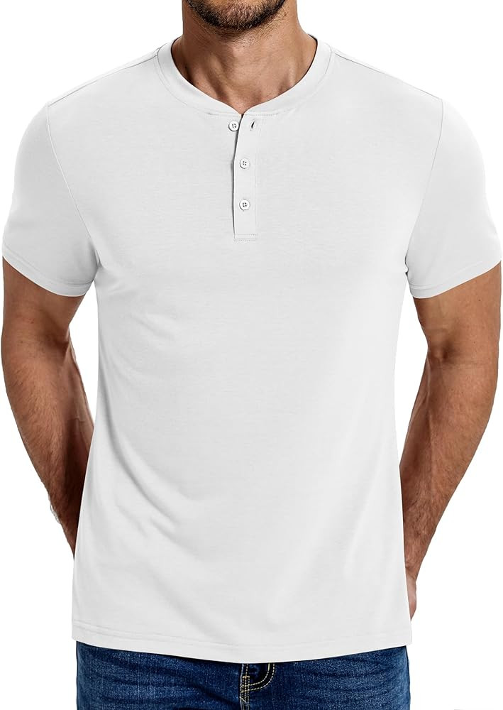 COOFANDY Men's Henley Shirts Cotton Short Sleeve Casual T-Shirt Button Henley Basic Tee Lightweig... | Amazon (US)