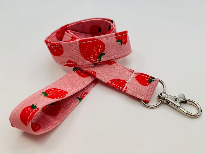 Strawberry Lanyard - Pick Your Length - Optional Breakaway Clasp - Cotton Fabric - Key / ID / Bad... | Etsy (US)