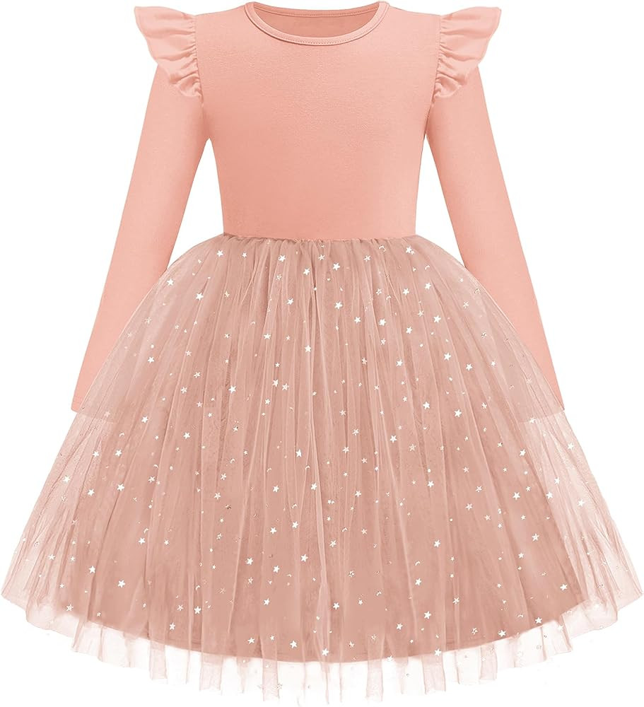 Arshiner Toddler Girls Tutu Dresses Long Sleeve Ruffle Fall Winter Holiday Star Sequin Tulle Dres... | Amazon (US)