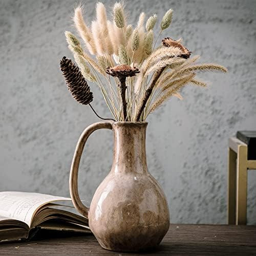 Mowtanco Decorative Ceramic Vase, Reactive Glazed Color Handle Flower Vases for Home Decor, Modern F | Amazon (US)