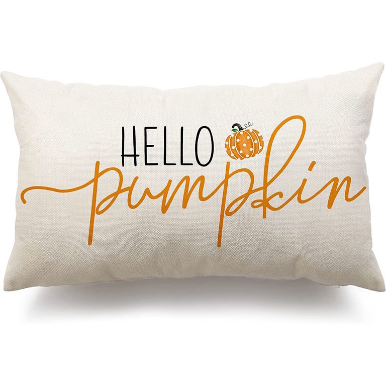 Fall Pillow Covers 12x20 inch, Linen Autumn Hello Pumpkin Throw Pillow Covers for Sofa Bedroom Ou... | Walmart (US)