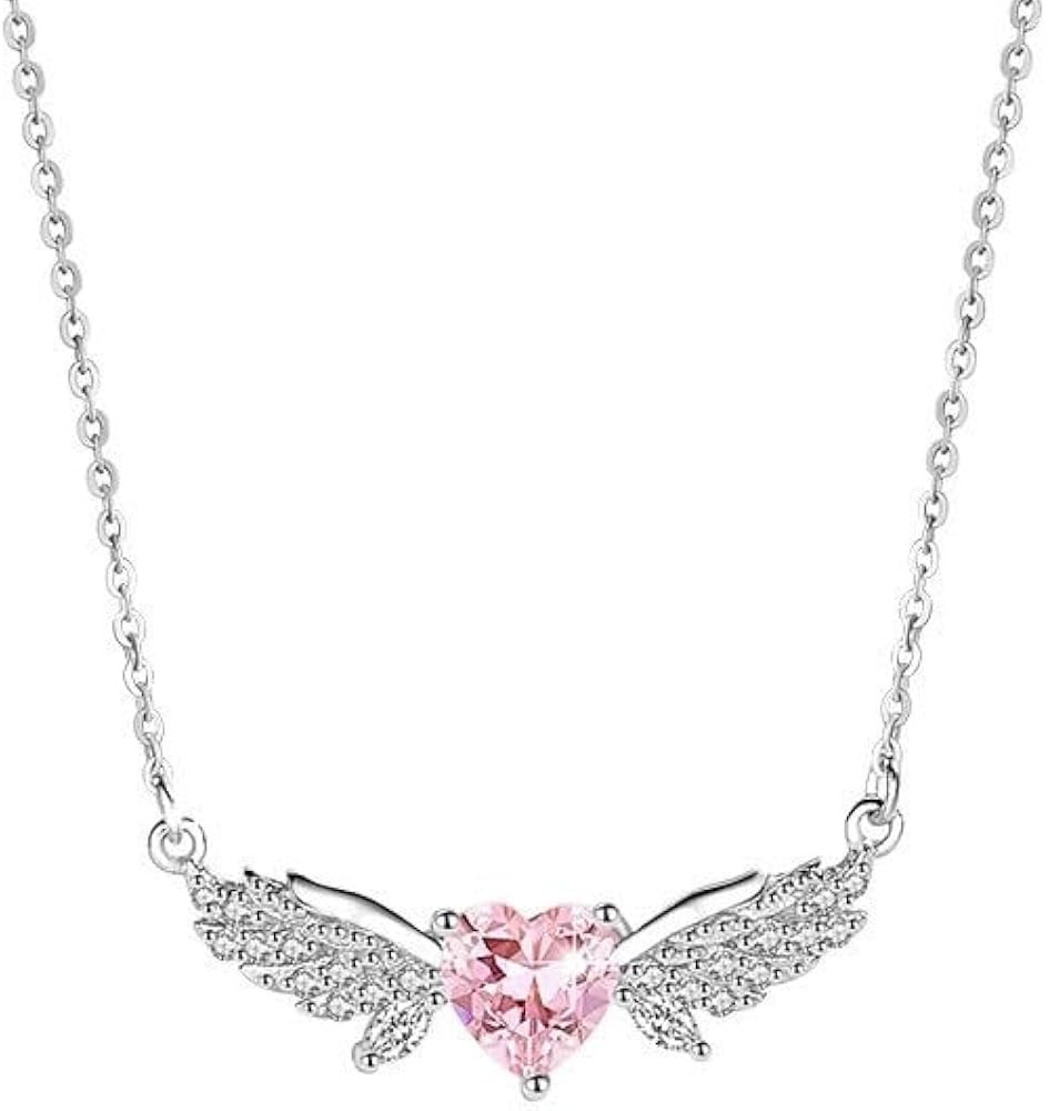 Dreuyet Pink Heart Necklace for Women Dainty Cute Y2k Silver Clear Crystal Heart with Arrow Penda... | Amazon (CA)