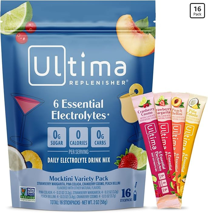 Ultima Replenisher Daily Electrolyte Powder \u2013 Mocktini Variety Pack, 16 Stickpacks \u2013 Ze... | Amazon (US)
