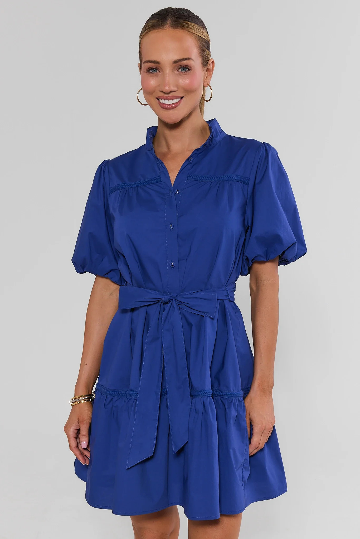 Jane Navy Tie Waist Short Dress | Avara