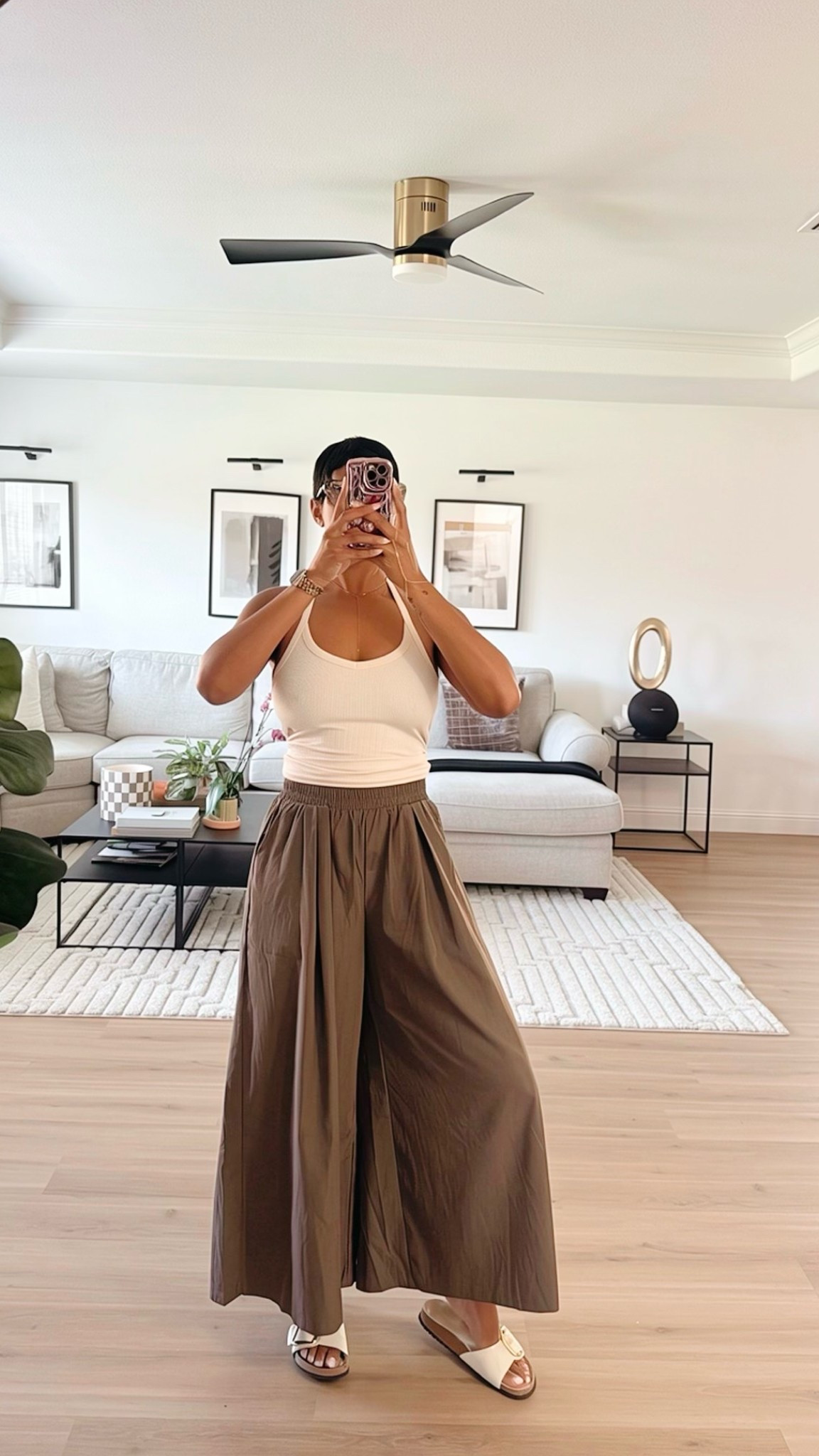I’m 5’7 
Wearing my true size 
Top: small
Pants: medium 
Casual outfit, wide leg pants, casual chic outfit

#LTKootd #LTKBeauty