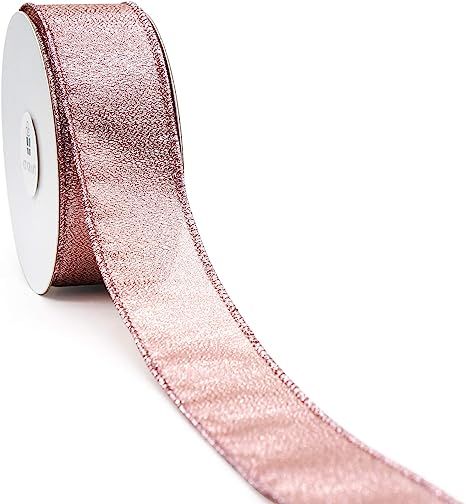 CT CRAFT LLC Metallic Diamond Glitter Wired Ribbon for Home Decor, Gift Wrapping, DIY Crafts, 1.5... | Amazon (US)