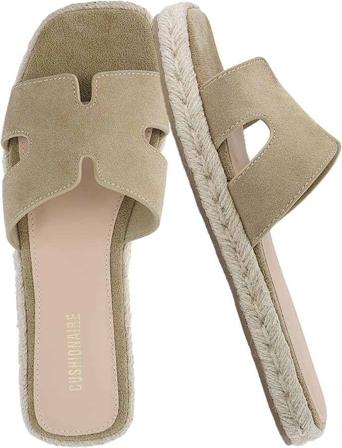 CUSHIONAIRE Avocado Women’s Espadrille Slide Sandal – Suede Cutout Upper with Jute-Wrapped Pl... | Amazon (US)